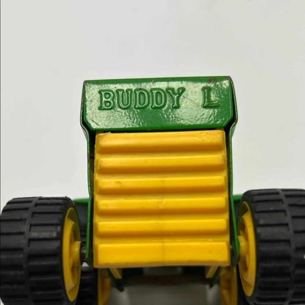 Vintage Buddy L Green Farm Toy Tractor Checkered Yellow Made In Japan Die Cast